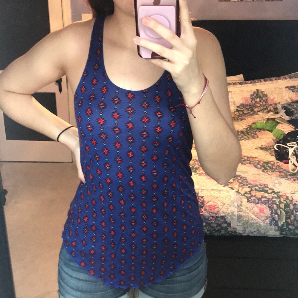 Blue Aztec tank top